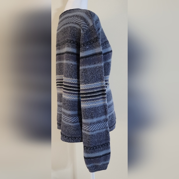 Vintage Eddie Bauer Blue Striped Sweater Size L - Picture 2 of 11